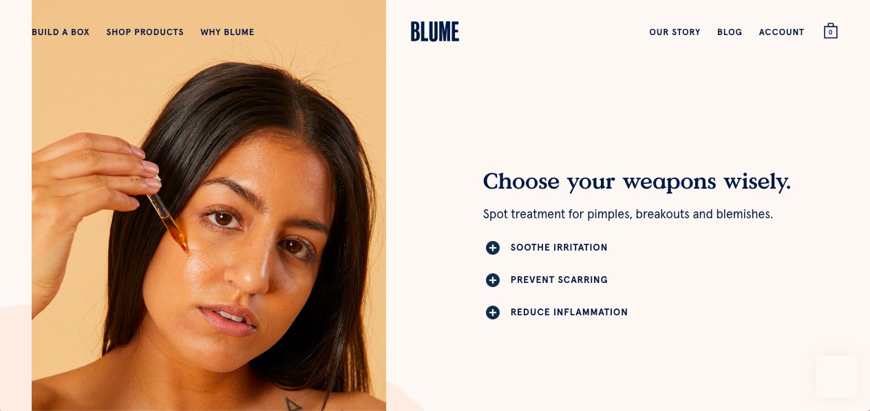Blume product list description with humour Shopify store